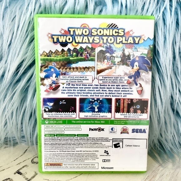 Sonic Generations, Xbox 360, Video Game, Platinum Hits, Good Used Condition - Picture 2 of 3